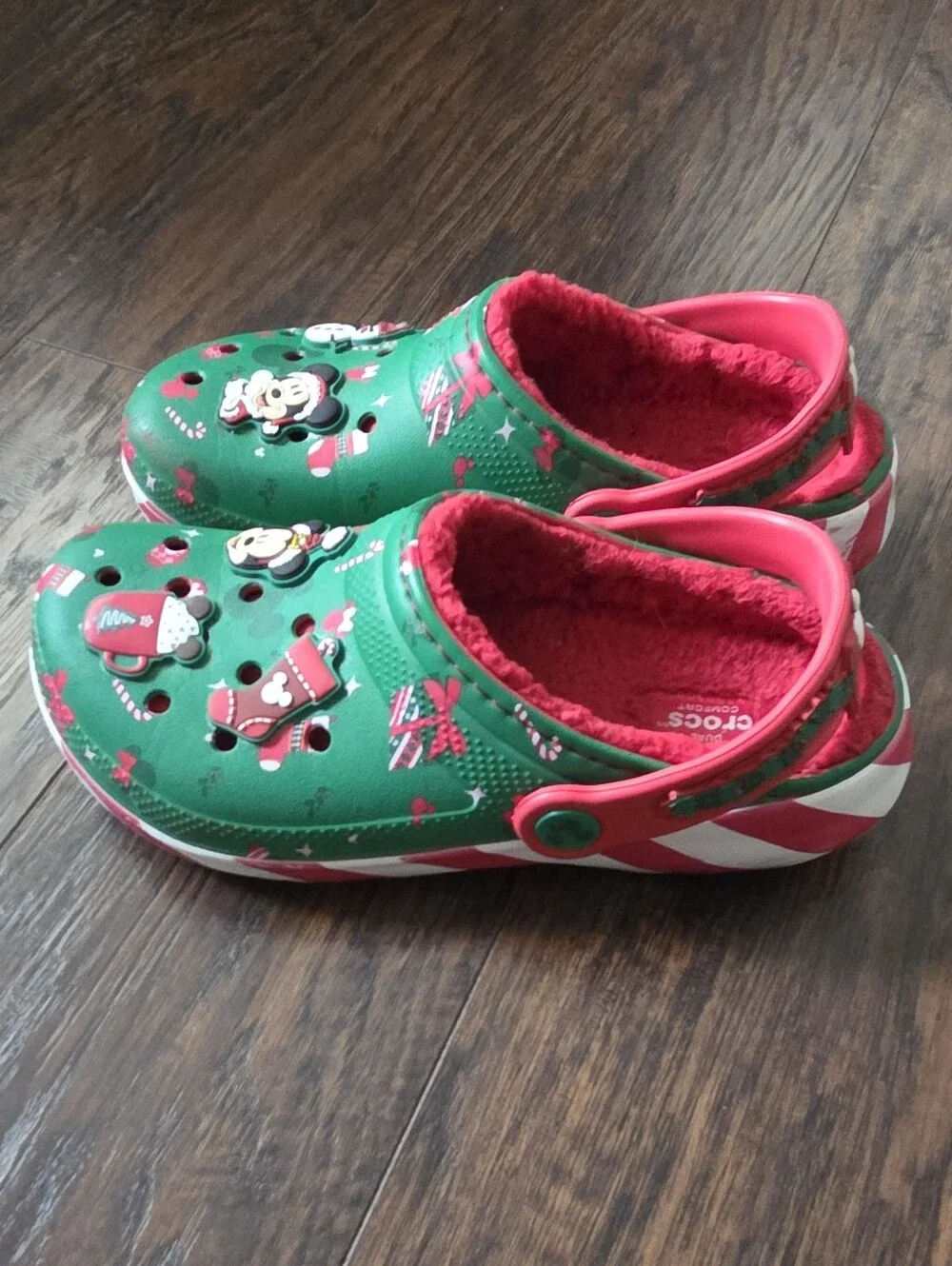 Crocs Kids Disney Mickey Christmas Lined Clog - Green/Red